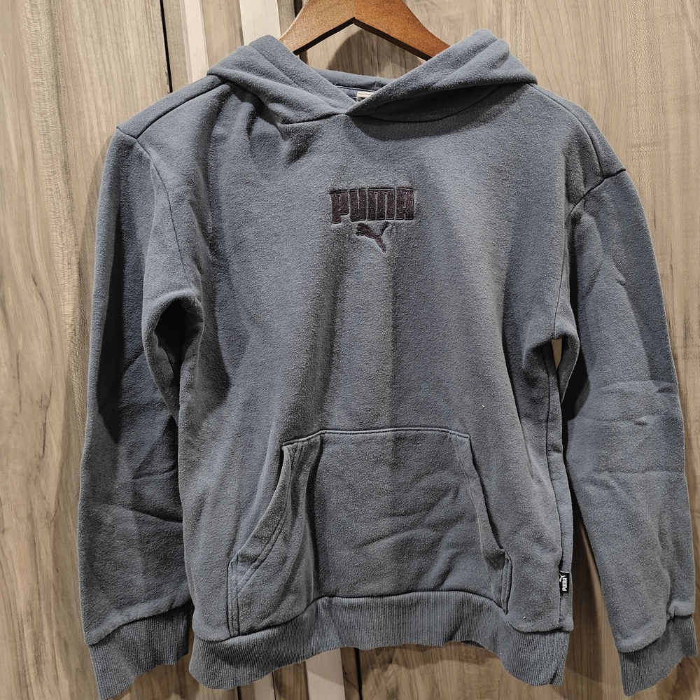 Puma Gray Hoodie Sweatshirt with Embroidered Logo